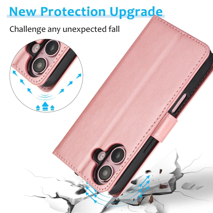 For iPhone 16 Plus Calf Texture 2 in 1 Detachable Magnetic Back Cover Leather Case