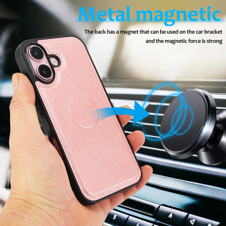 For iPhone 16 Plus Calf Texture 2 in 1 Detachable Magnetic Back Cover Leather Case