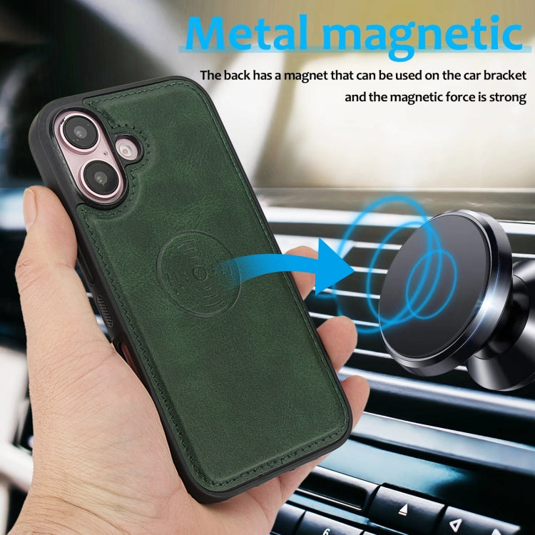 For iPhone 16 Plus Calf Texture 2 in 1 Detachable Magnetic Back Cover Leather Case