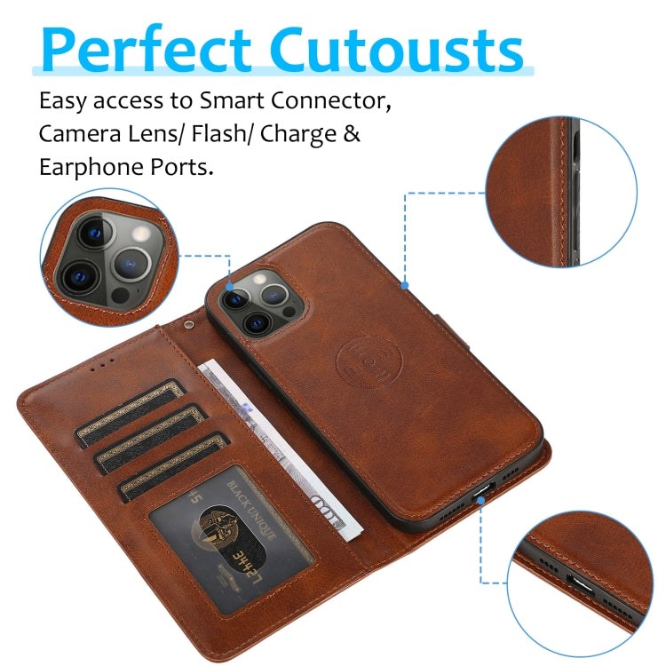 For iPhone 16 Pro Calf Texture 2 in 1 Detachable Magnetic Back Cover Leather Case