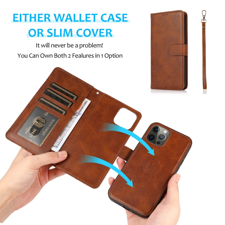 For iPhone 16 Pro Max Calf Texture 2 in 1 Detachable Magnetic Back Cover Leather Case