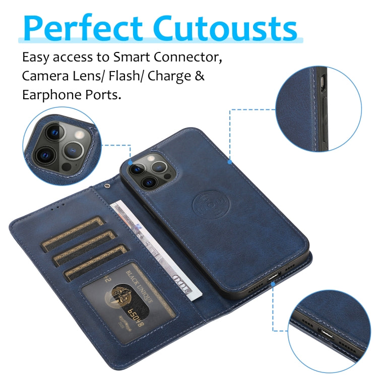 For iPhone 16 Pro Max Calf Texture 2 in 1 Detachable Magnetic Back Cover Leather Case