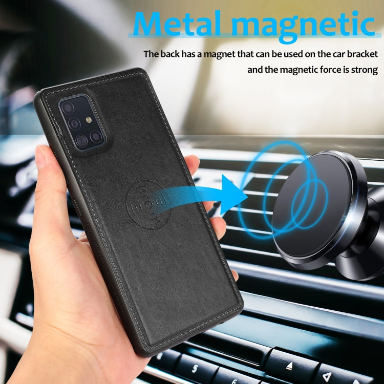 For Samsung Galaxy A51 4G Calf Texture 2 in 1 Detachable Magnetic Back Cover Leather Case