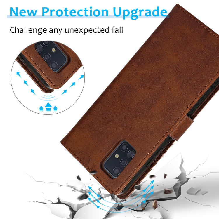 For Samsung Galaxy A51 4G Calf Texture 2 in 1 Detachable Magnetic Back Cover Leather Case