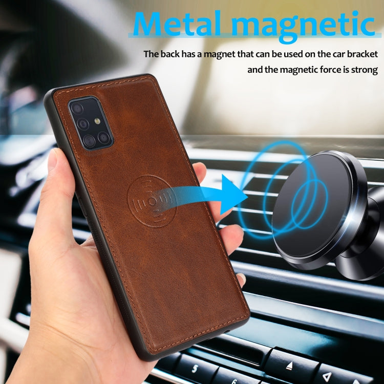 For Samsung Galaxy A51 4G Calf Texture 2 in 1 Detachable Magnetic Back Cover Leather Case