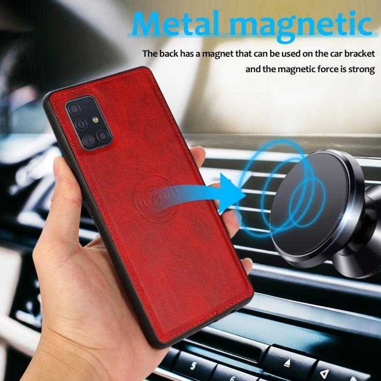 For Samsung Galaxy A51 4G Calf Texture 2 in 1 Detachable Magnetic Back Cover Leather Case