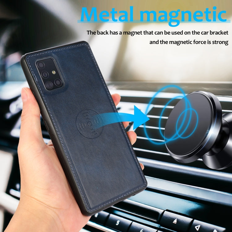 For Samsung Galaxy A51 4G Calf Texture 2 in 1 Detachable Magnetic Back Cover Leather Case