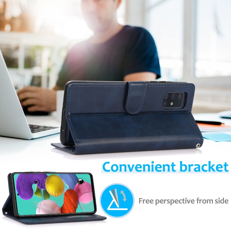 For Samsung Galaxy A51 4G Calf Texture 2 in 1 Detachable Magnetic Back Cover Leather Case