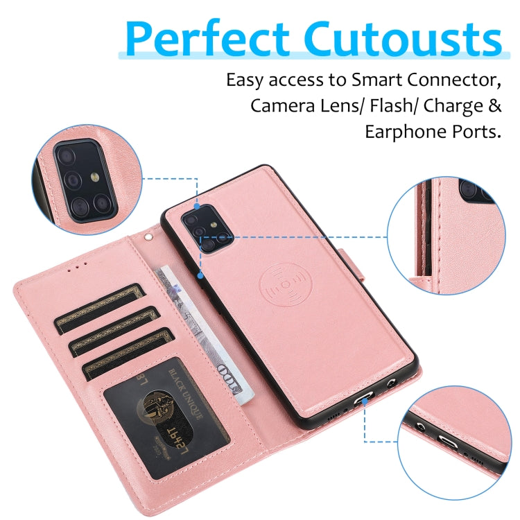 For Samsung Galaxy A51 4G Calf Texture 2 in 1 Detachable Magnetic Back Cover Leather Case