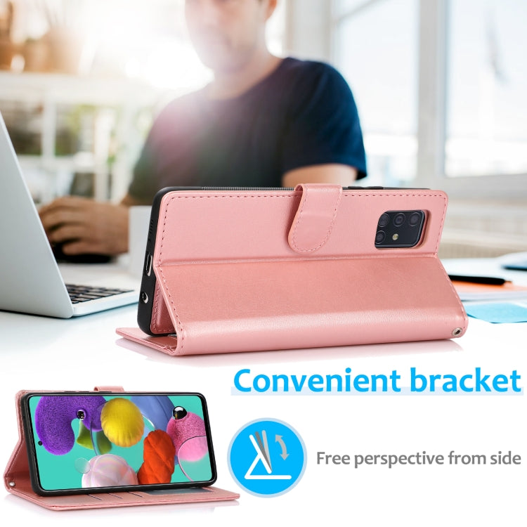 For Samsung Galaxy A51 4G Calf Texture 2 in 1 Detachable Magnetic Back Cover Leather Case
