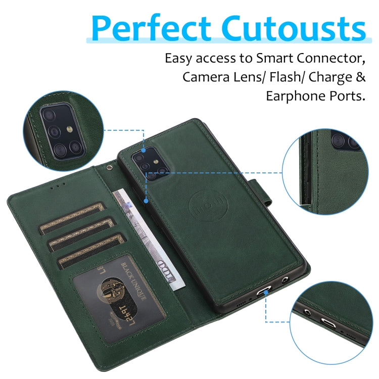 For Samsung Galaxy A51 4G Calf Texture 2 in 1 Detachable Magnetic Back Cover Leather Case