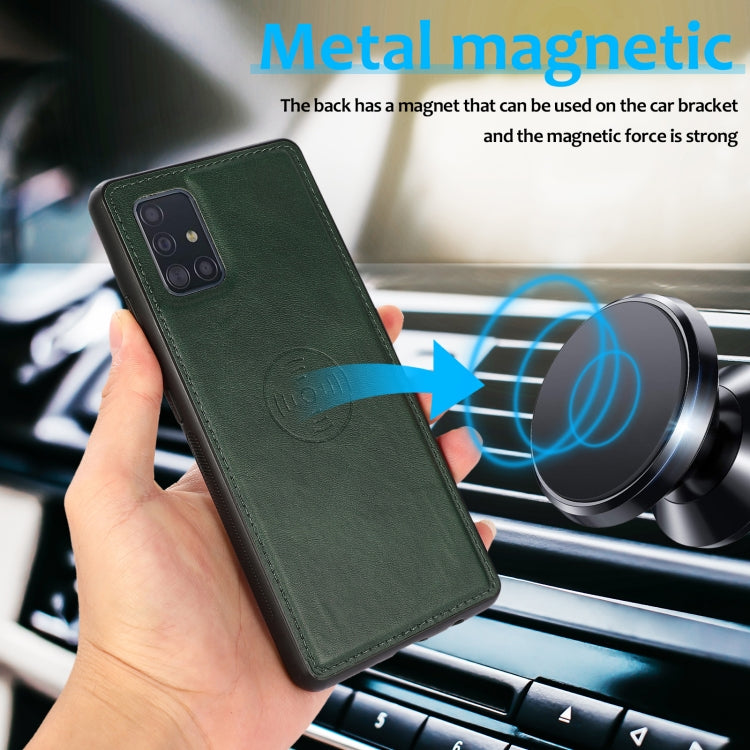 For Samsung Galaxy A51 4G Calf Texture 2 in 1 Detachable Magnetic Back Cover Leather Case