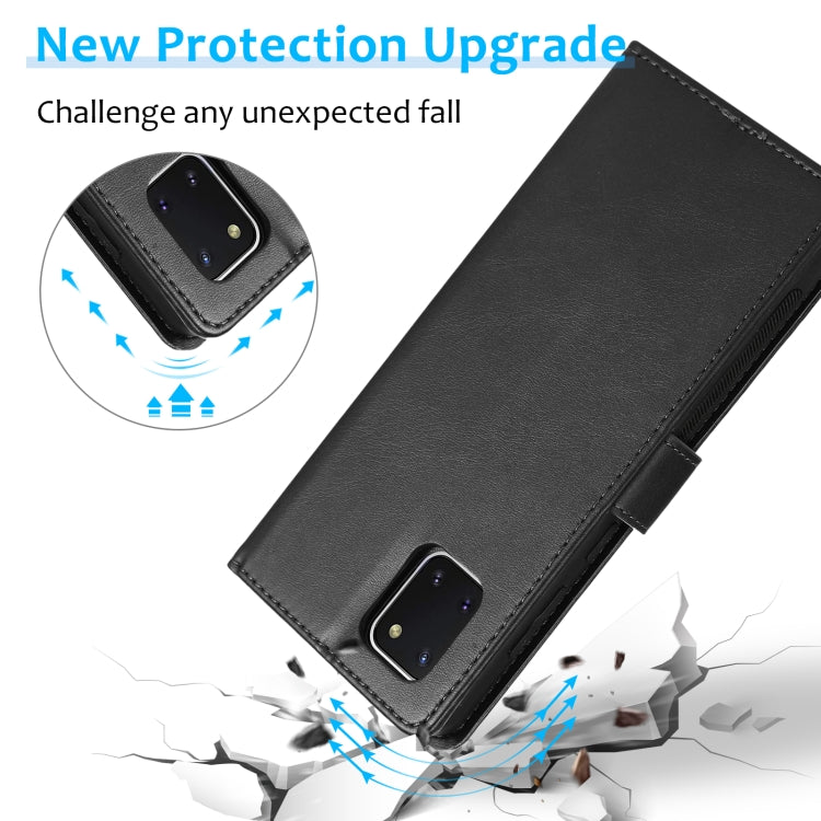 For Samsung Galaxy A81 Calf Texture 2 in 1 Detachable Magnetic Back Cover Leather Case