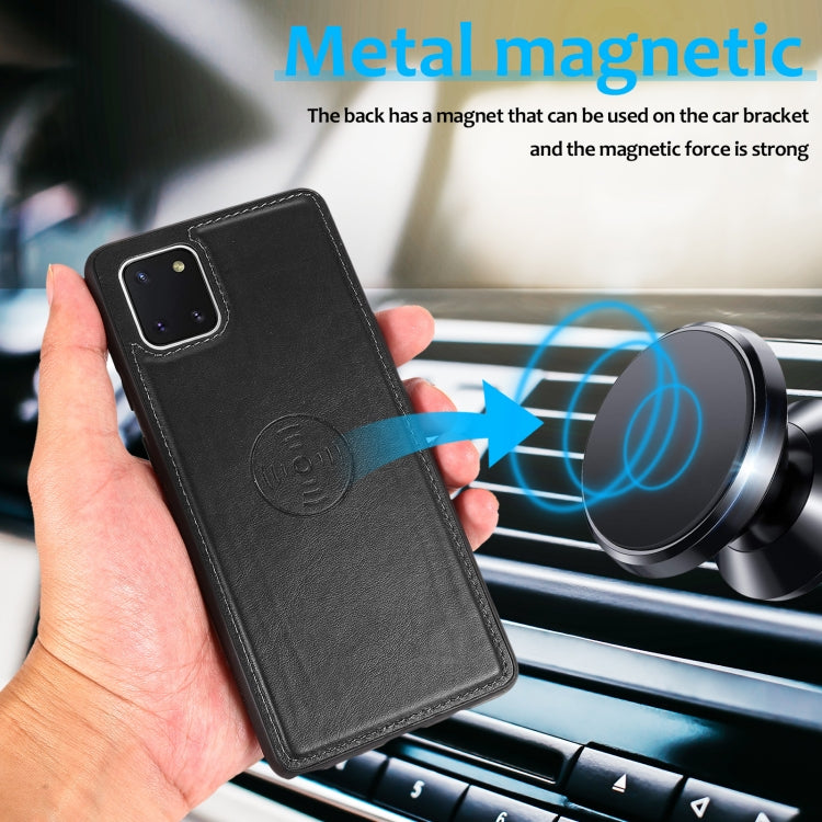 For Samsung Galaxy A81 Calf Texture 2 in 1 Detachable Magnetic Back Cover Leather Case