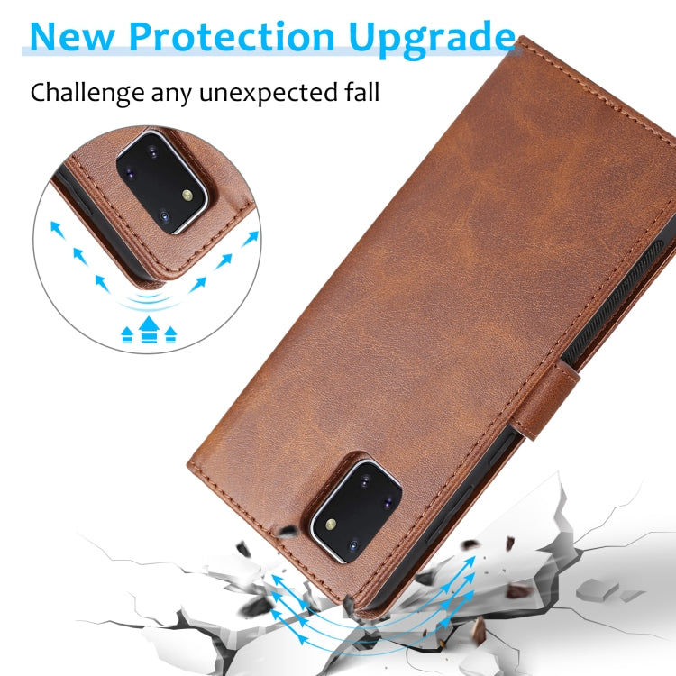 For Samsung Galaxy A81 Calf Texture 2 in 1 Detachable Magnetic Back Cover Leather Case