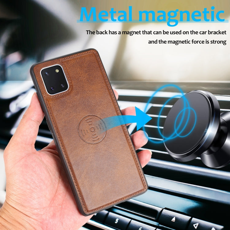 For Samsung Galaxy A81 Calf Texture 2 in 1 Detachable Magnetic Back Cover Leather Case