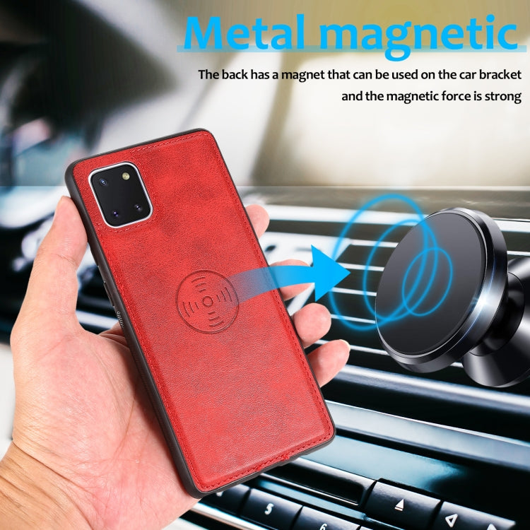 For Samsung Galaxy A81 Calf Texture 2 in 1 Detachable Magnetic Back Cover Leather Case