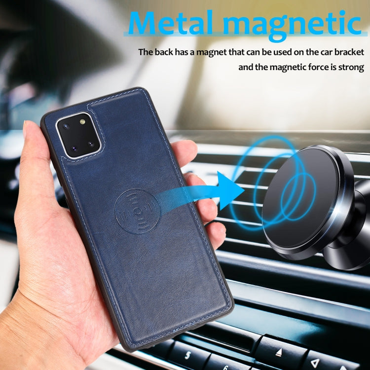 For Samsung Galaxy A81 Calf Texture 2 in 1 Detachable Magnetic Back Cover Leather Case