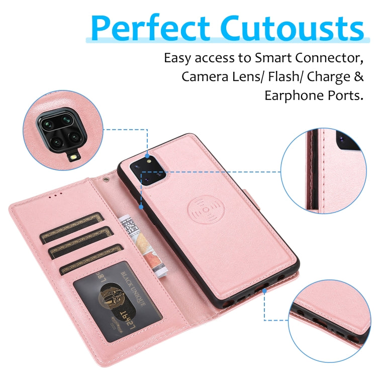 For Samsung Galaxy A81 Calf Texture 2 in 1 Detachable Magnetic Back Cover Leather Case