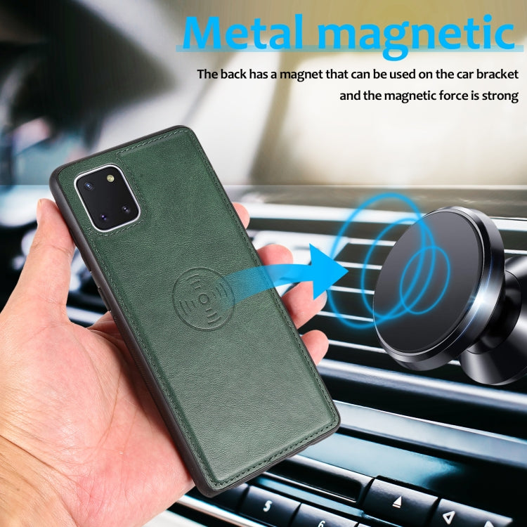 For Samsung Galaxy A81 Calf Texture 2 in 1 Detachable Magnetic Back Cover Leather Case