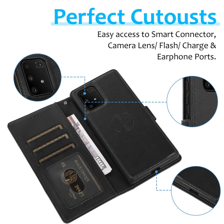 For Samsung Galaxy A91 Calf Texture 2 in 1 Detachable Magnetic Back Cover Leather Case