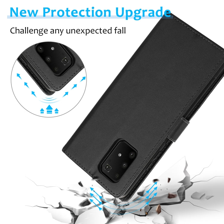 For Samsung Galaxy A91 Calf Texture 2 in 1 Detachable Magnetic Back Cover Leather Case