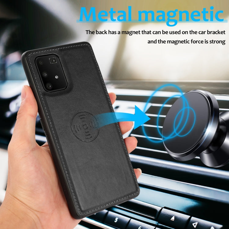 For Samsung Galaxy A91 Calf Texture 2 in 1 Detachable Magnetic Back Cover Leather Case