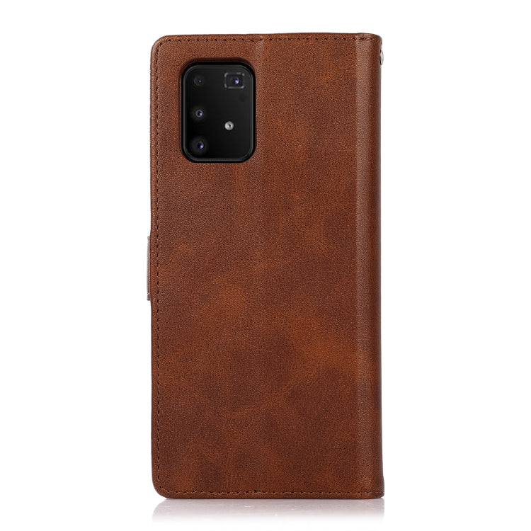 For Samsung Galaxy A91 Calf Texture 2 in 1 Detachable Magnetic Back Cover Leather Case