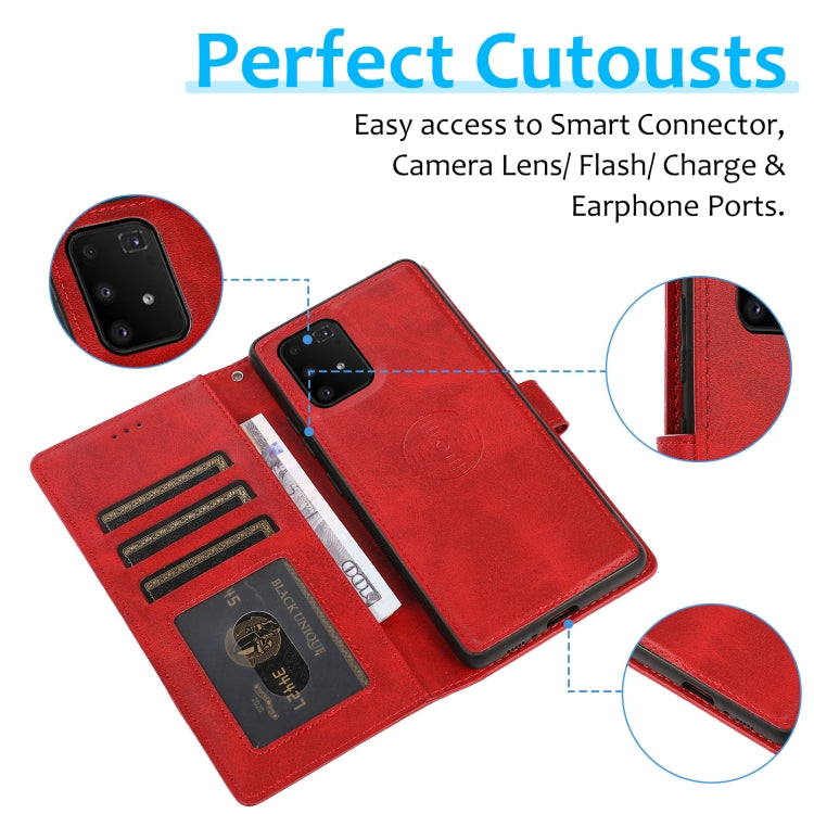 For Samsung Galaxy A91 Calf Texture 2 in 1 Detachable Magnetic Back Cover Leather Case