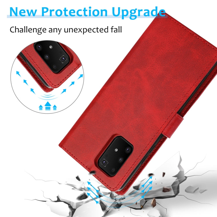 For Samsung Galaxy A91 Calf Texture 2 in 1 Detachable Magnetic Back Cover Leather Case