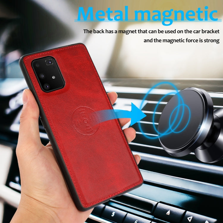 For Samsung Galaxy A91 Calf Texture 2 in 1 Detachable Magnetic Back Cover Leather Case