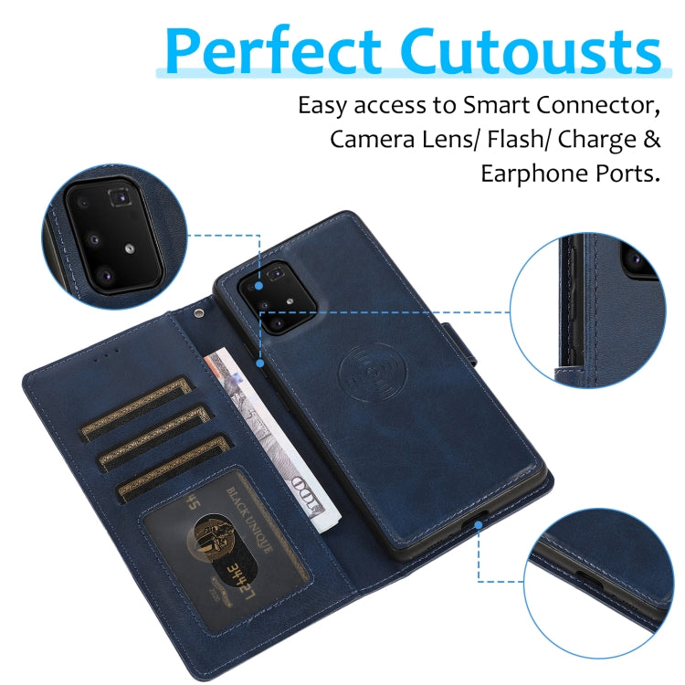 For Samsung Galaxy A91 Calf Texture 2 in 1 Detachable Magnetic Back Cover Leather Case