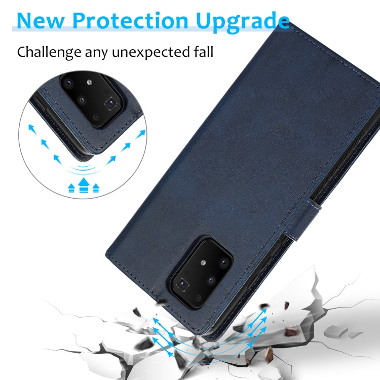 For Samsung Galaxy A91 Calf Texture 2 in 1 Detachable Magnetic Back Cover Leather Case