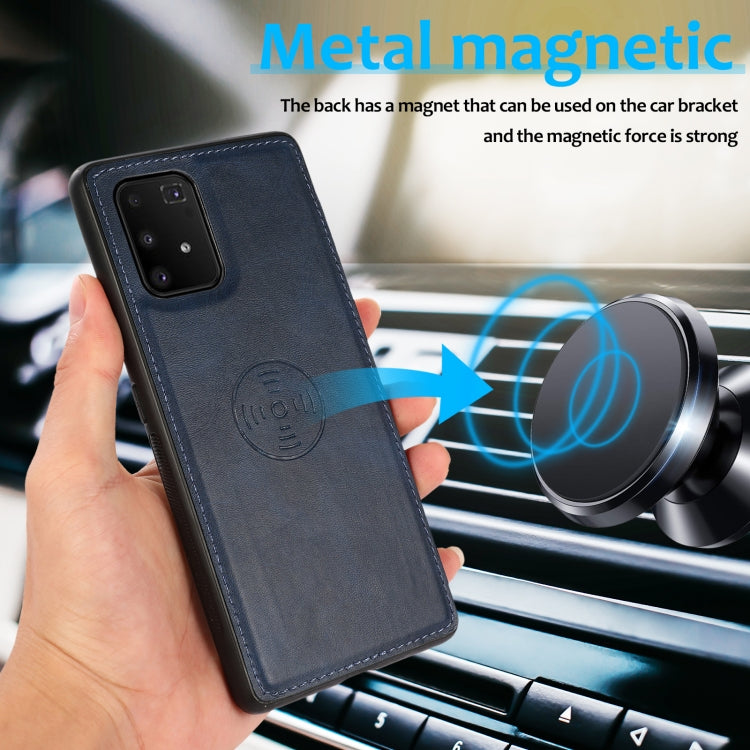 For Samsung Galaxy A91 Calf Texture 2 in 1 Detachable Magnetic Back Cover Leather Case