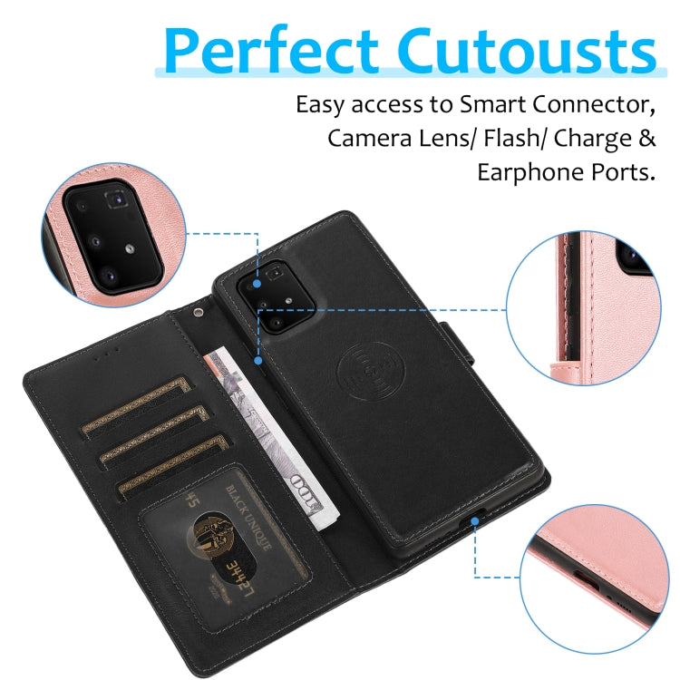 For Samsung Galaxy A91 Calf Texture 2 in 1 Detachable Magnetic Back Cover Leather Case
