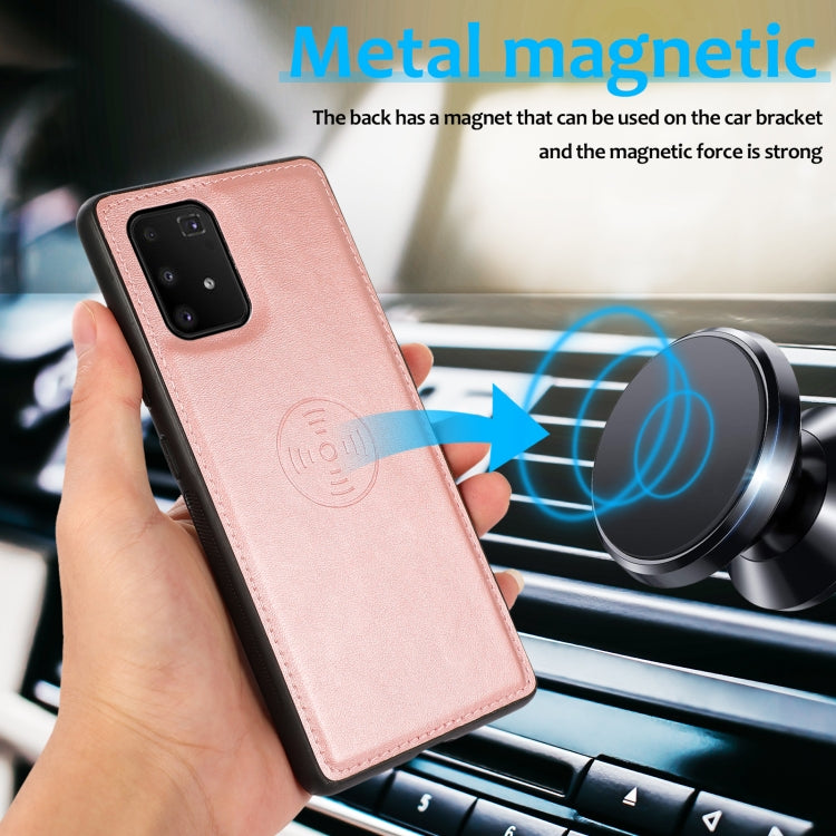 For Samsung Galaxy A91 Calf Texture 2 in 1 Detachable Magnetic Back Cover Leather Case