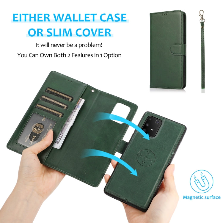 For Samsung Galaxy A91 Calf Texture 2 in 1 Detachable Magnetic Back Cover Leather Case