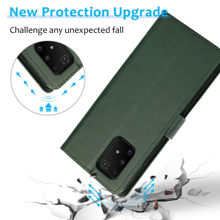 For Samsung Galaxy A91 Calf Texture 2 in 1 Detachable Magnetic Back Cover Leather Case