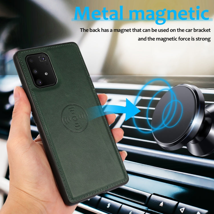 For Samsung Galaxy A91 Calf Texture 2 in 1 Detachable Magnetic Back Cover Leather Case