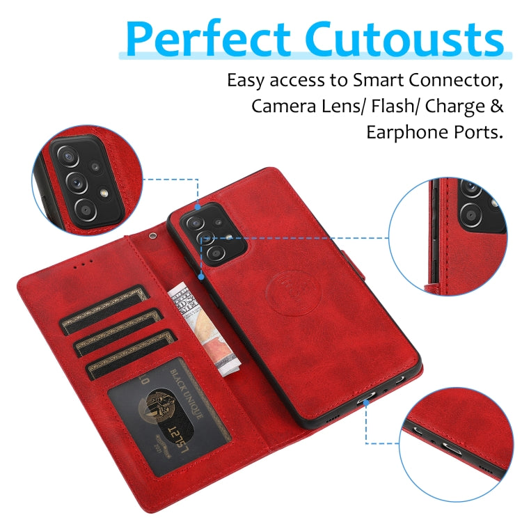 For Samsung Galaxy A33 5G Calf Texture 2 in 1 Detachable Magnetic Back Cover Leather Case