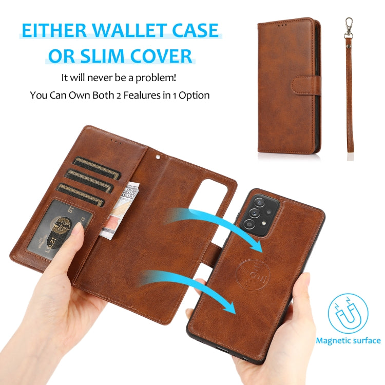 For Samsung Galaxy A53 5G Calf Texture 2 in 1 Detachable Magnetic Back Cover Leather Case