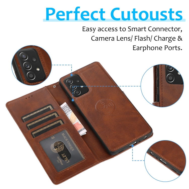 For Samsung Galaxy A53 5G Calf Texture 2 in 1 Detachable Magnetic Back Cover Leather Case