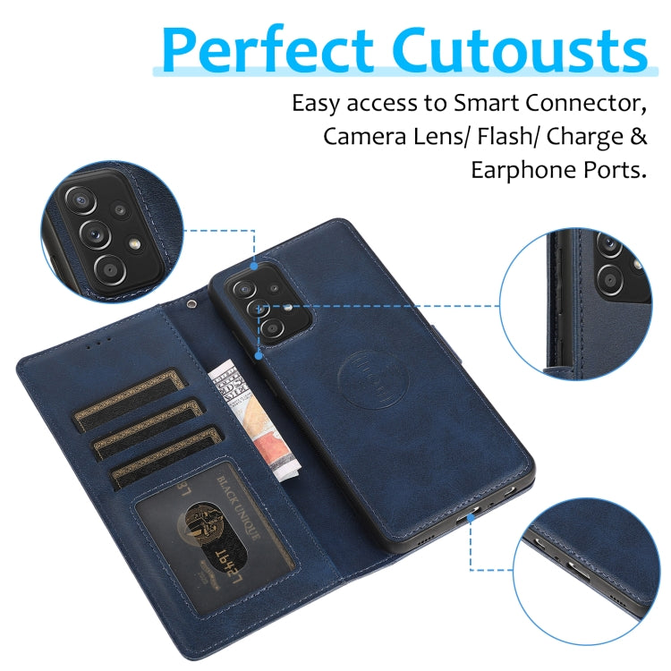 For Samsung Galaxy A73 5G Calf Texture 2 in 1 Detachable Magnetic Back Cover Leather Case