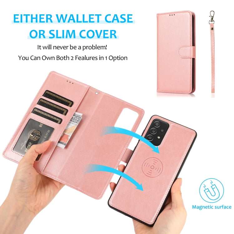 For Samsung Galaxy A73 5G Calf Texture 2 in 1 Detachable Magnetic Back Cover Leather Case