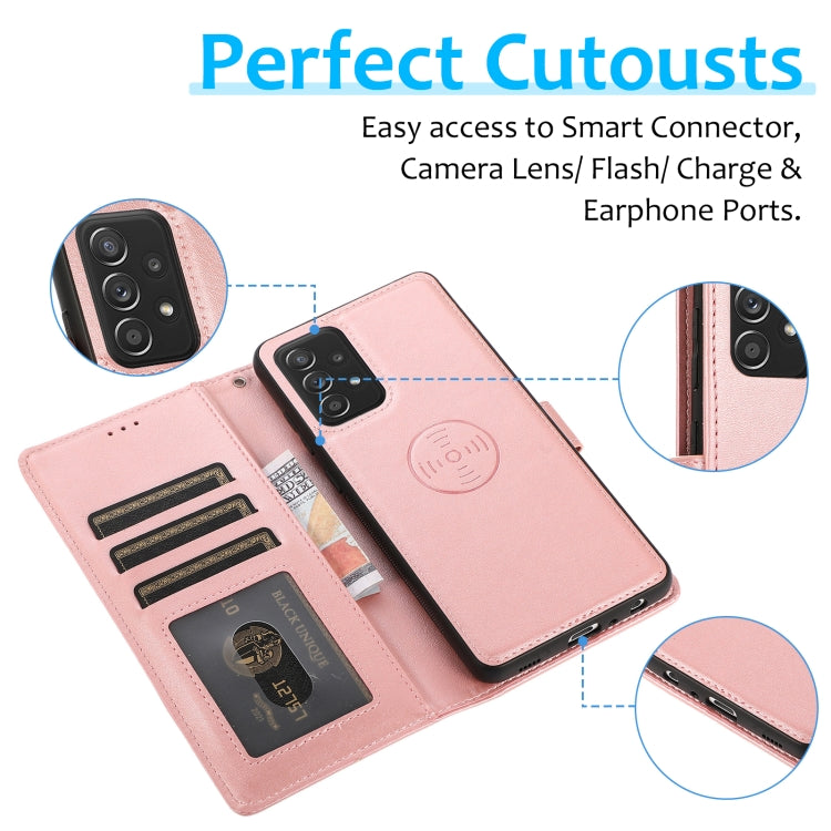 For Samsung Galaxy A73 5G Calf Texture 2 in 1 Detachable Magnetic Back Cover Leather Case