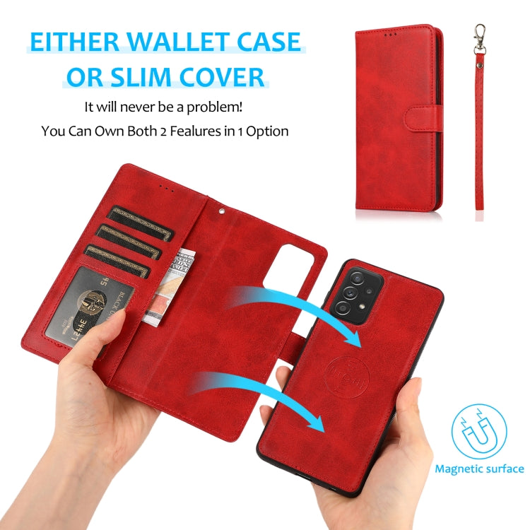 For Samsung Galaxy A13 4G Calf Texture 2 in 1 Detachable Magnetic Back Cover Leather Case