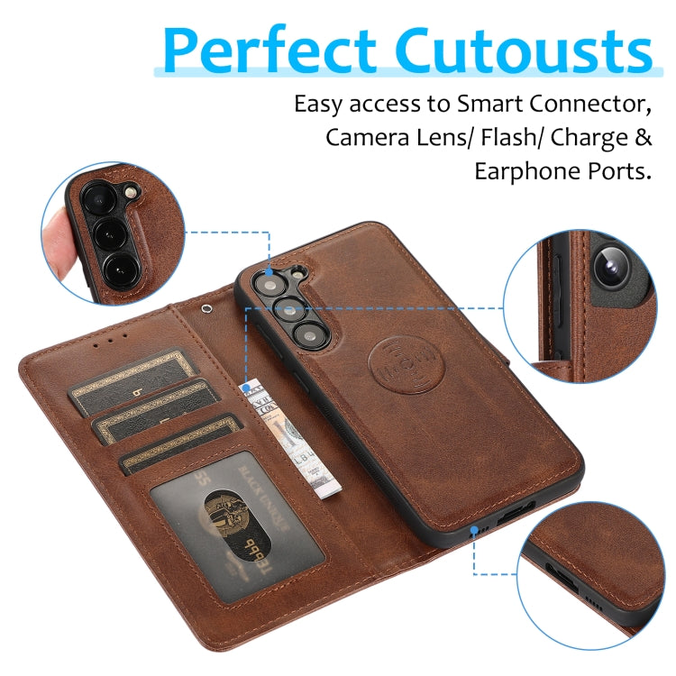 For Samsung Galaxy S23 5G Calf Texture 2 in 1 Detachable Magnetic Back Cover Leather Case