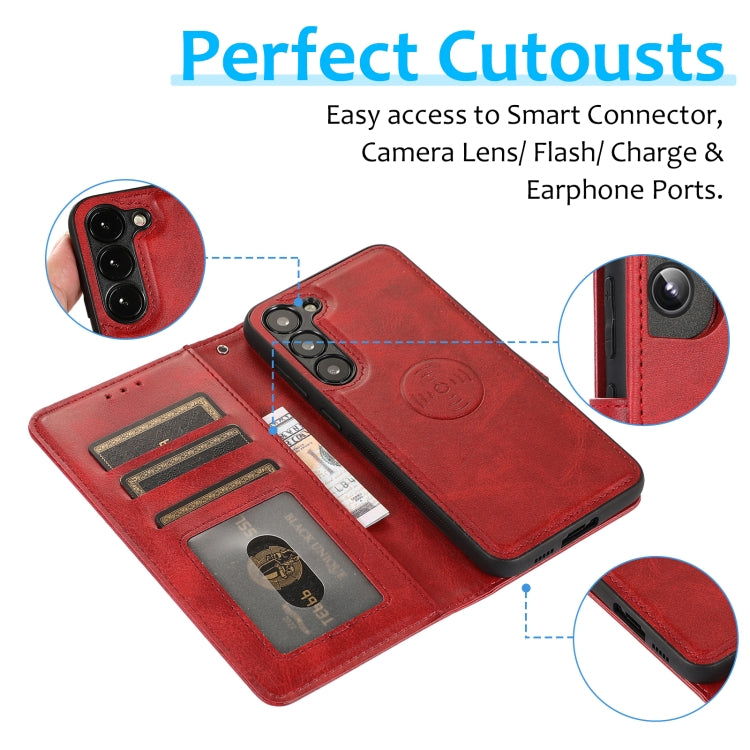 For Samsung Galaxy S23 5G Calf Texture 2 in 1 Detachable Magnetic Back Cover Leather Case