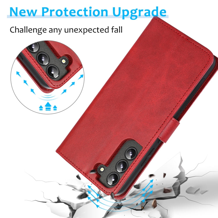 For Samsung Galaxy S23 5G Calf Texture 2 in 1 Detachable Magnetic Back Cover Leather Case