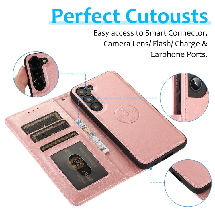 For Samsung Galaxy S23 5G Calf Texture 2 in 1 Detachable Magnetic Back Cover Leather Case